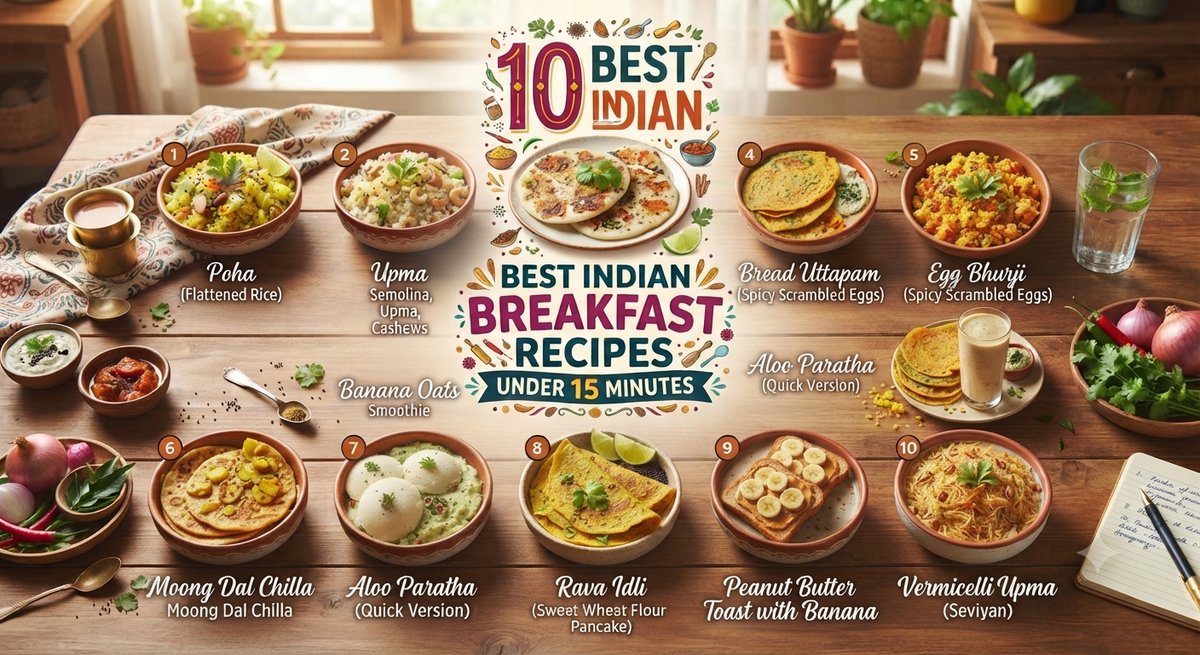 10 Best Indian Breakfast Recipes Under 15 Minutes