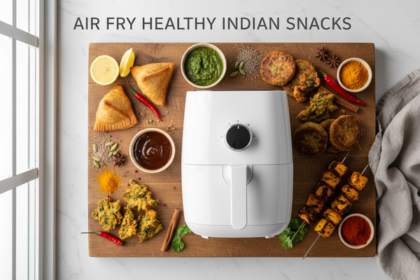 Air fryer Indian cooking — crispy samosa, pakora and aloo tikki without oi