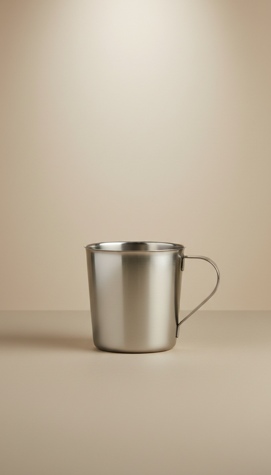 Stainless steel chai cup with rolled rim