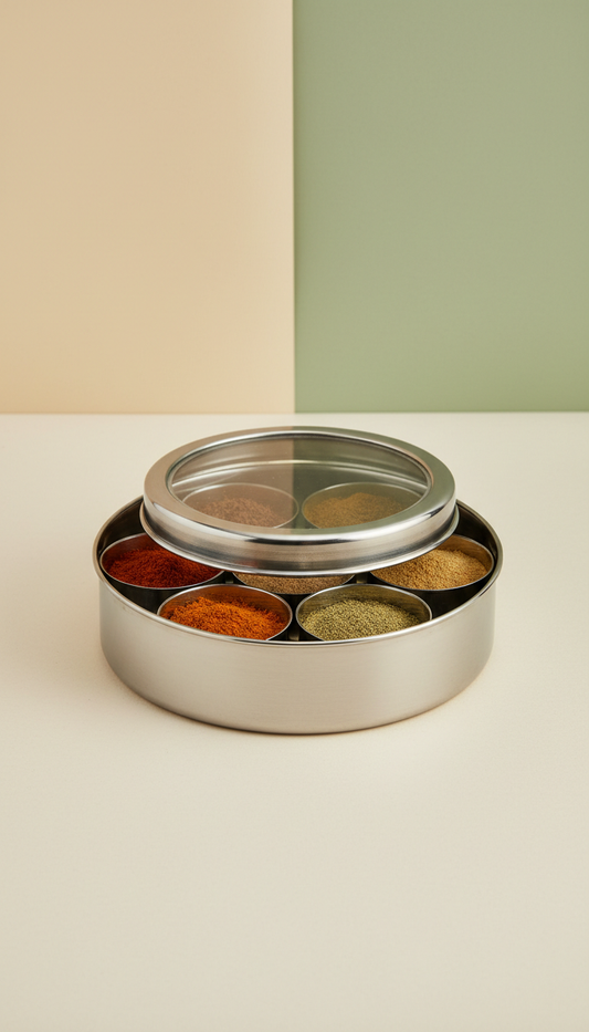 Stainless Steel Spice Box with See-Through Lid